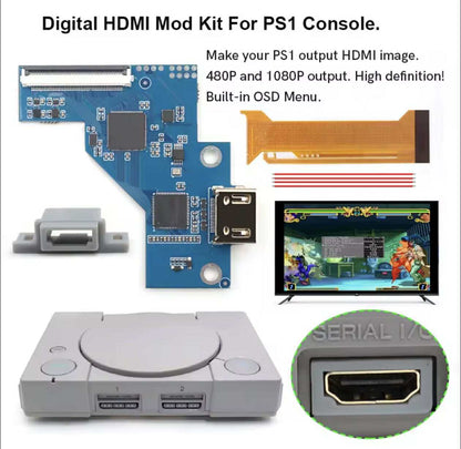 HDMI-Mod for PlayStation 1 (inkl. Kit & installasjon)